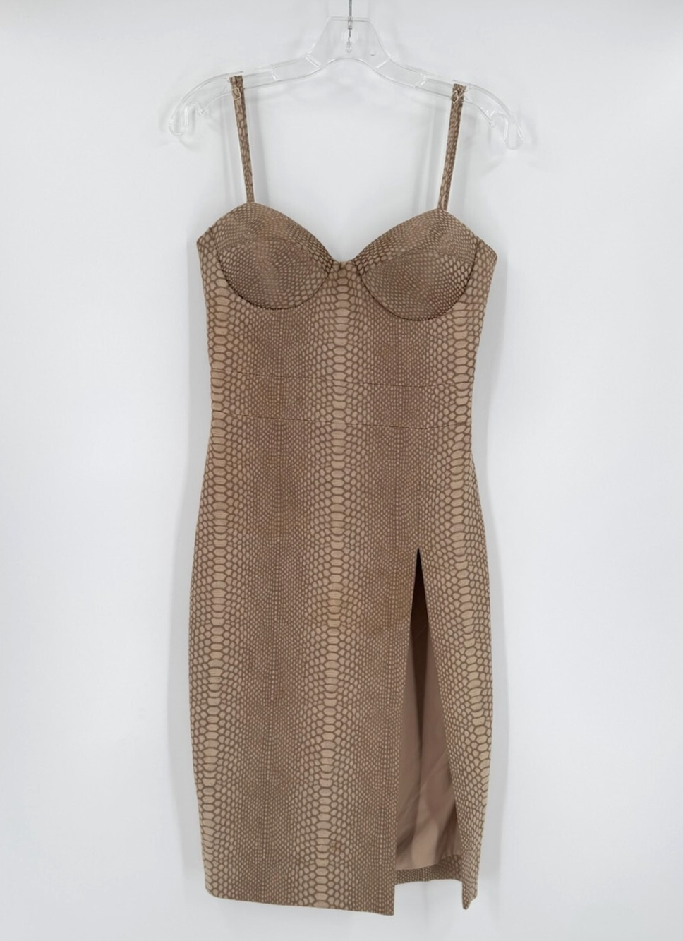 House of London Taupe Animal Print Bustier Bodycon Dress Sz S